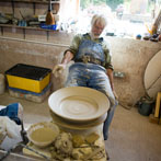 David and Margaret Frith at work at Brookhouse Pottery 2017